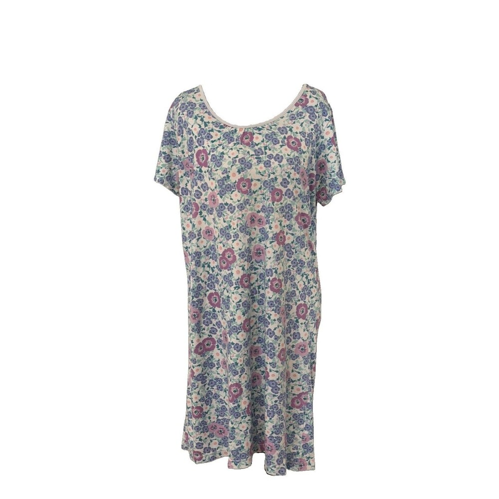 L.L. Bean Women's M Supima Cotton Short Sleeve Nightgown Floral Cottage Core